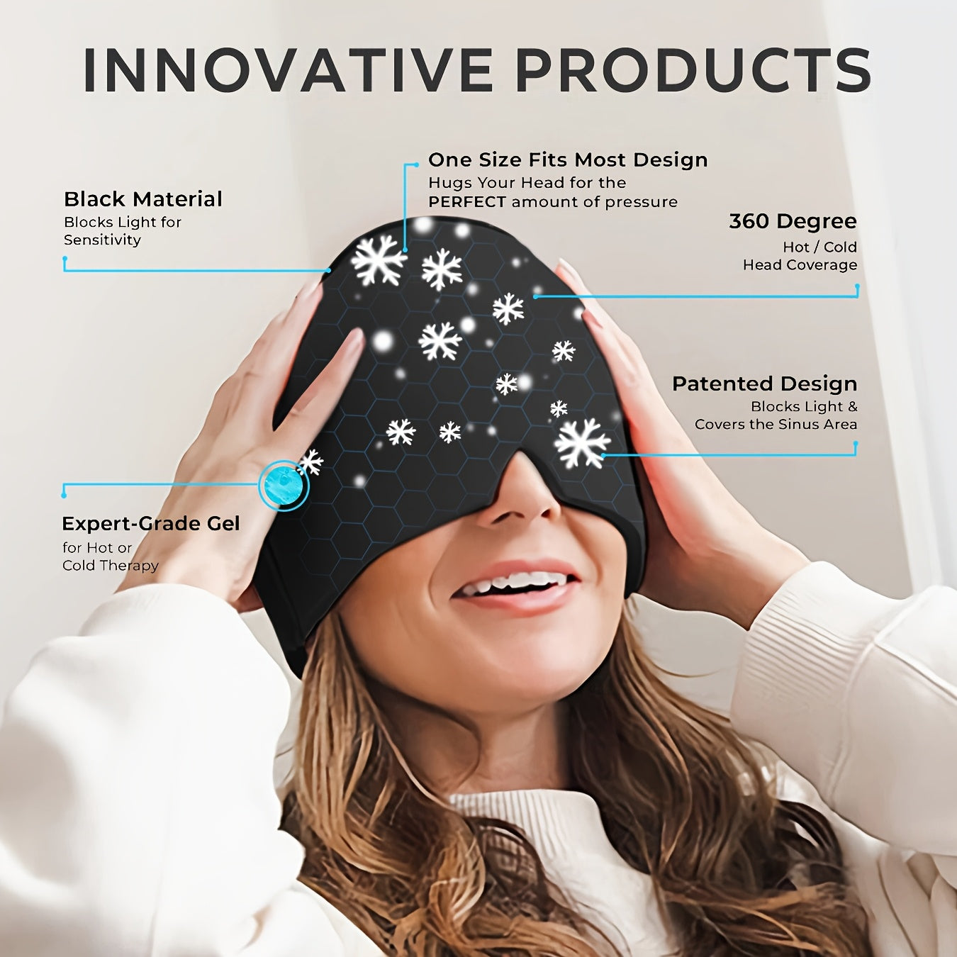 Migraine Relief Cap for Migraines, Headaches, Sinuses, Tension Relief Headache Relief Cap Hot and Cold Therapy Relaxing Thermax Migraine Cap, Migrane Relaxing Cap - Multicolor GenzVybs